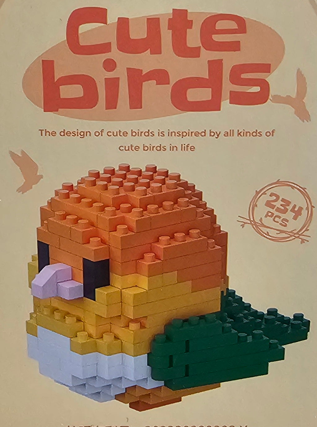 Cute birds building blocks