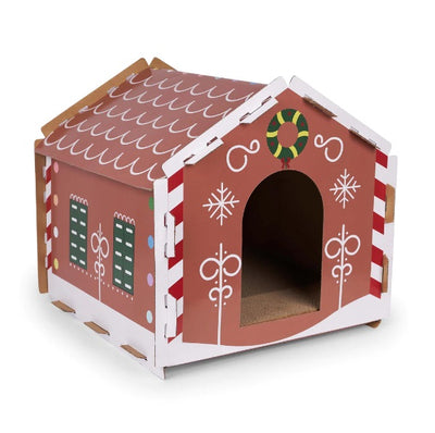 Kitty Christmas Cardboard Gingerbread House