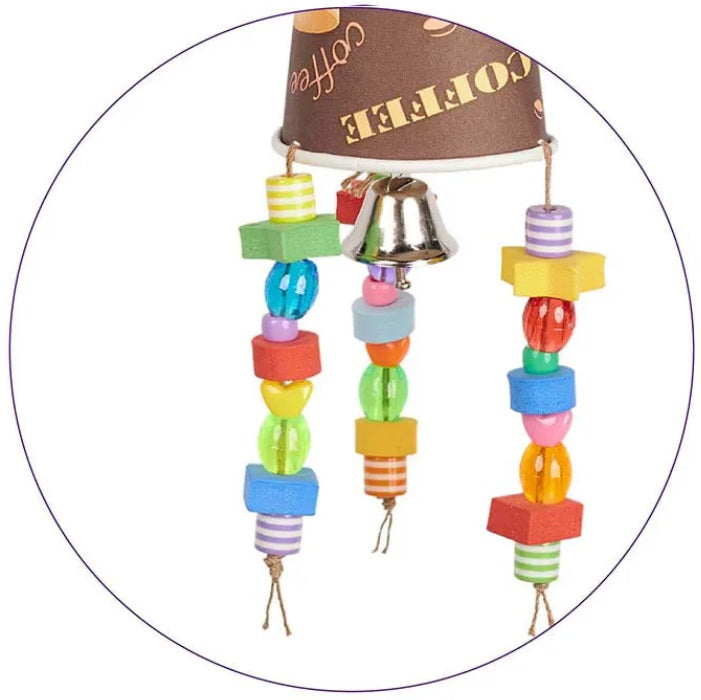 Dangle Cup with Beads Bird Toy