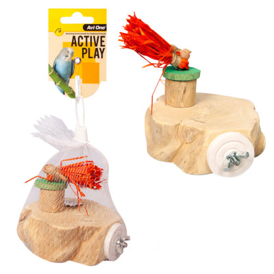 Bird Toy Platform With Raffia Tassel 11.5 X 11cm