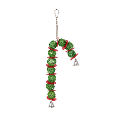 Christmas Candy Cane Wicker Bird Toy