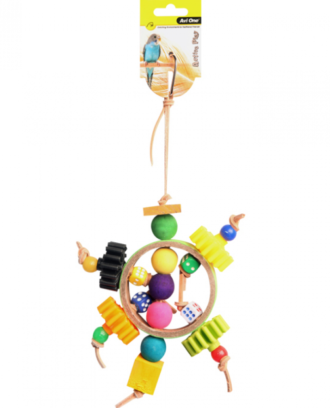 Bird Toy Paper Rings With Wooden And Plastic Beads 27cm