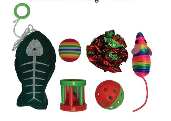 Kitty Play Christmas Stocking Toys For Cats 6 Pack