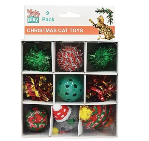 Kitty Play Christmas Box Interactive Play Pet Cat Toy 9 Pack