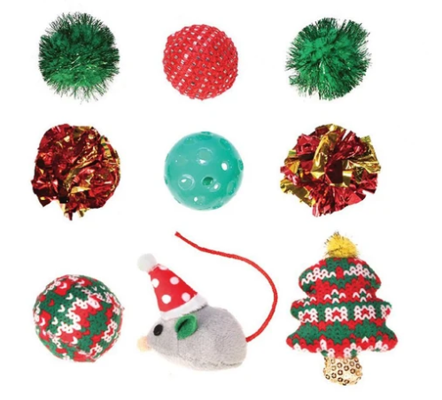 Kitty Play Christmas Box Interactive Play Pet Cat Toy 9 Pack
