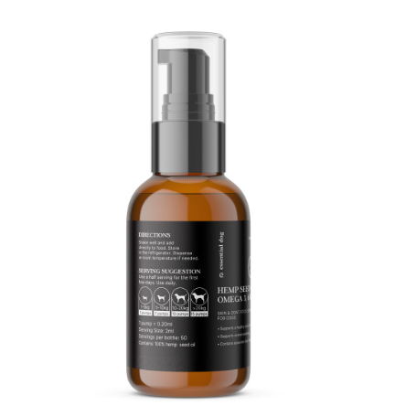 100% Raw Hemp Seed Oil: Skin, Coat and Stress Formula (Food Supplement)