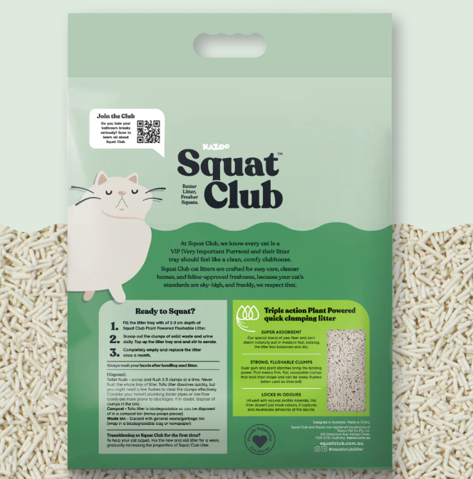 Squat Club Plant Powered Flushable Cat Litter