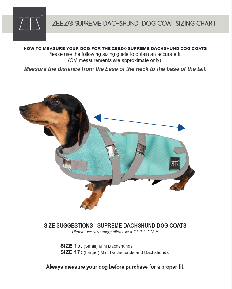 Zeez Supreme Dachshund Dog Coat
