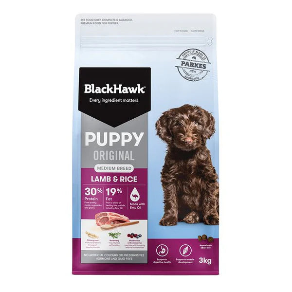 Black Hawk Dry Dog Food Puppy Medium Breed Lamb and Rice