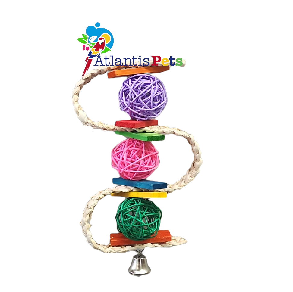 Snake with Colour Wicker Ball & Bell
