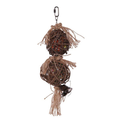 2 Piece Stacked Wicker Ball with Bell