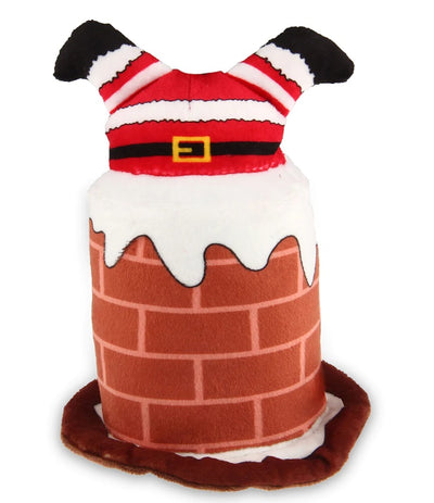 Kazoo Xmas Dog Toy Plush Santa Stuck in Chimney