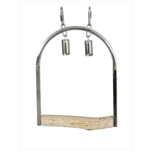 Stainless Steel Swing with Natural Wood Perch