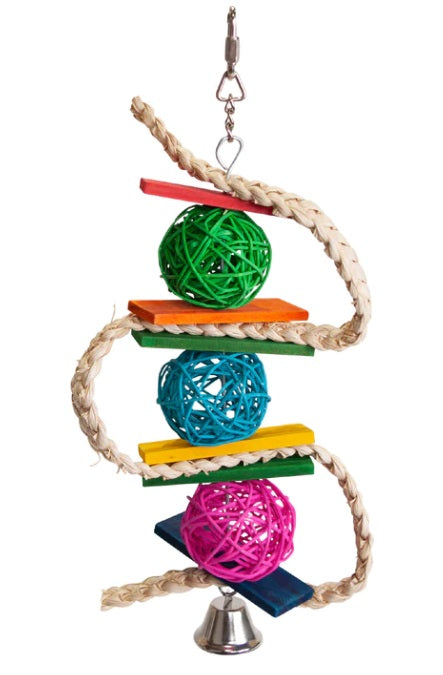 Snake with Colour Wicker Ball & Bell